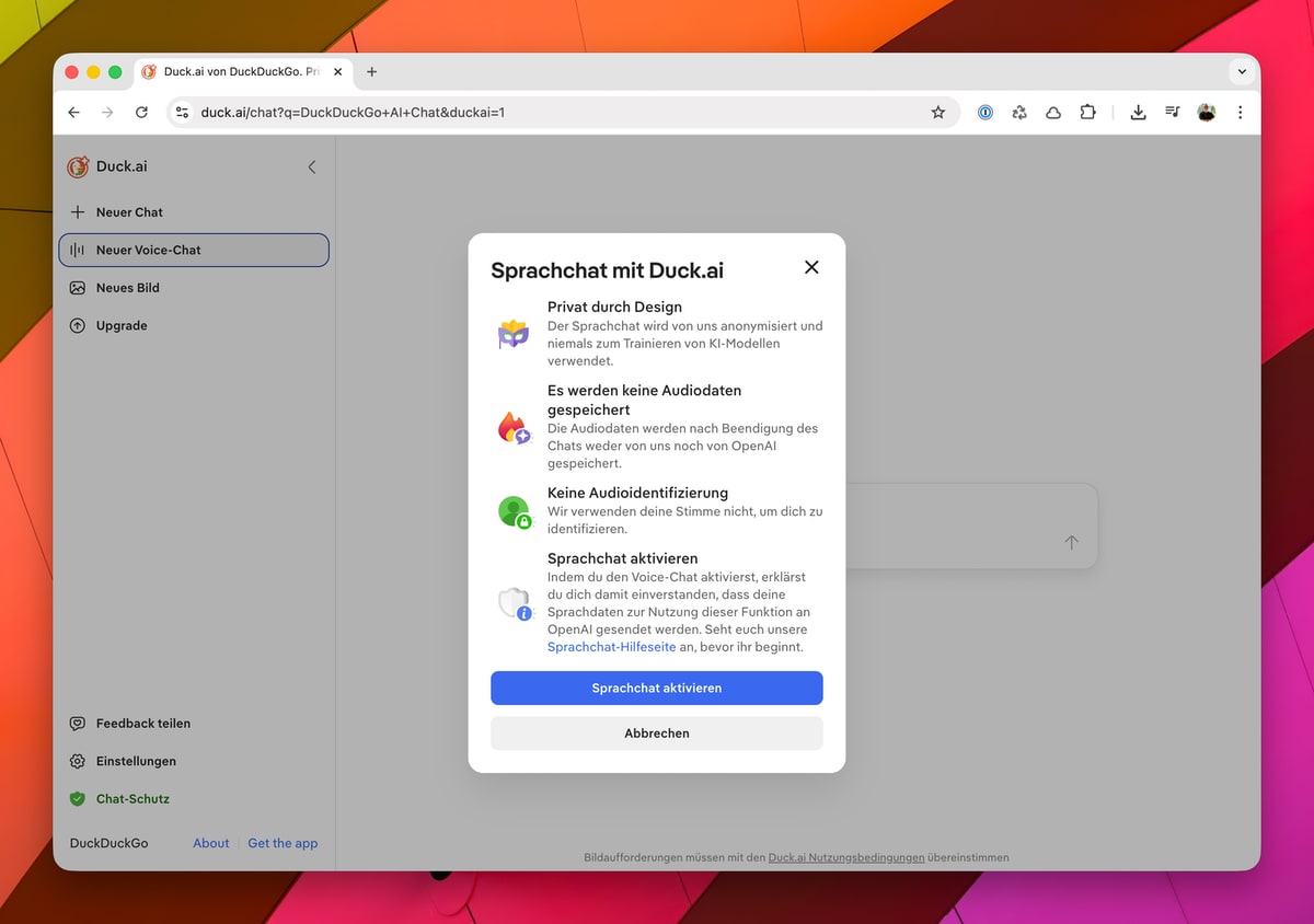 Duck.ai: Sprachchat verfügbar