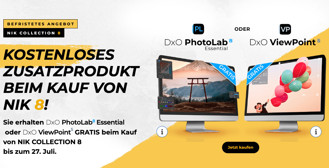 DxO Nik Collection 8.1 die Digitale Filtersammlung!
Käufer der DxO Nik Collection erhalten eine Bonus-Software