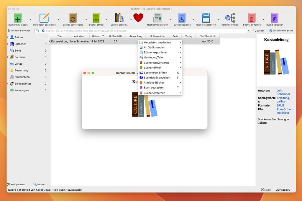 Update Calibre v9.5!  Für alle die ihre Bücher in eine "digitale Bücherei" stellen wollen. Calibre 9.2.1: E-Book-Manager mit neuer Regalansicht und Editor-Verknüpfung