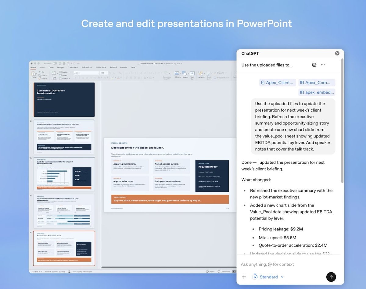 ChatGPT für PowerPoint: OpenAI startet Beta-Phase für Präsentationen