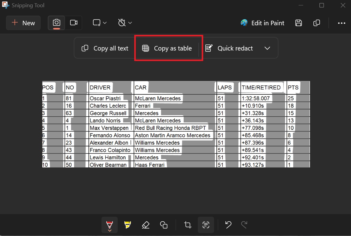 Tipp: Mit dem Windows Snipping Tool extrahierst Du Tabellendaten aus Screenshots