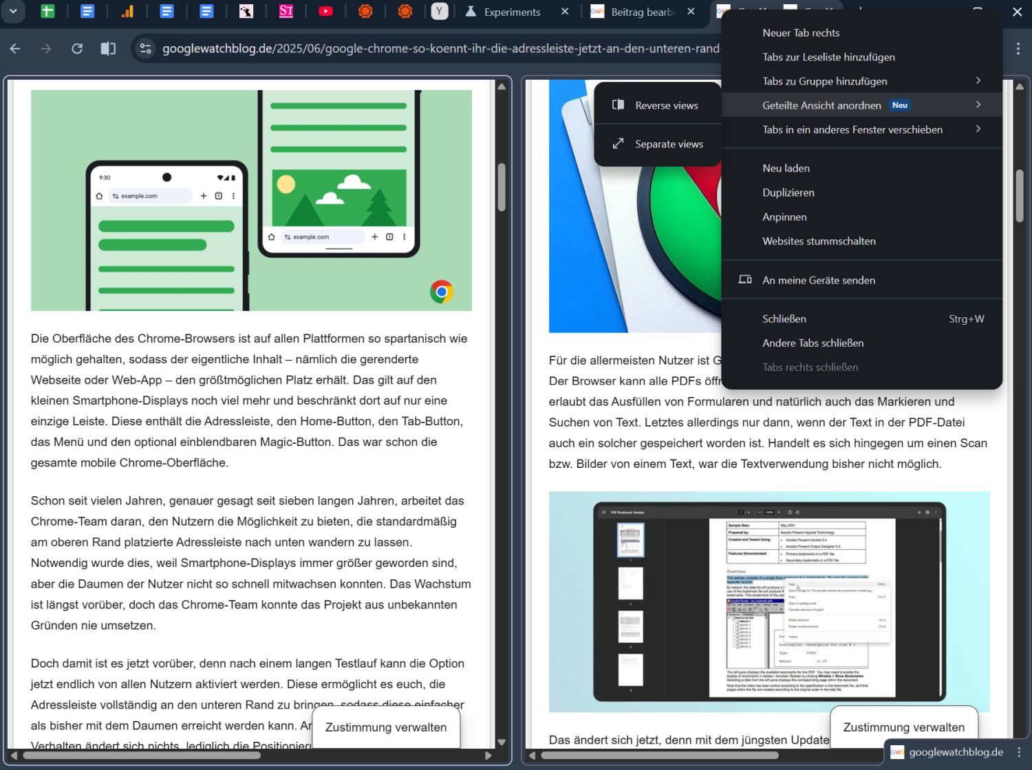 Google Chrome: Zwei Webseiten im geteilten Tab – neues Split View startet jetzt für alle Nutzer