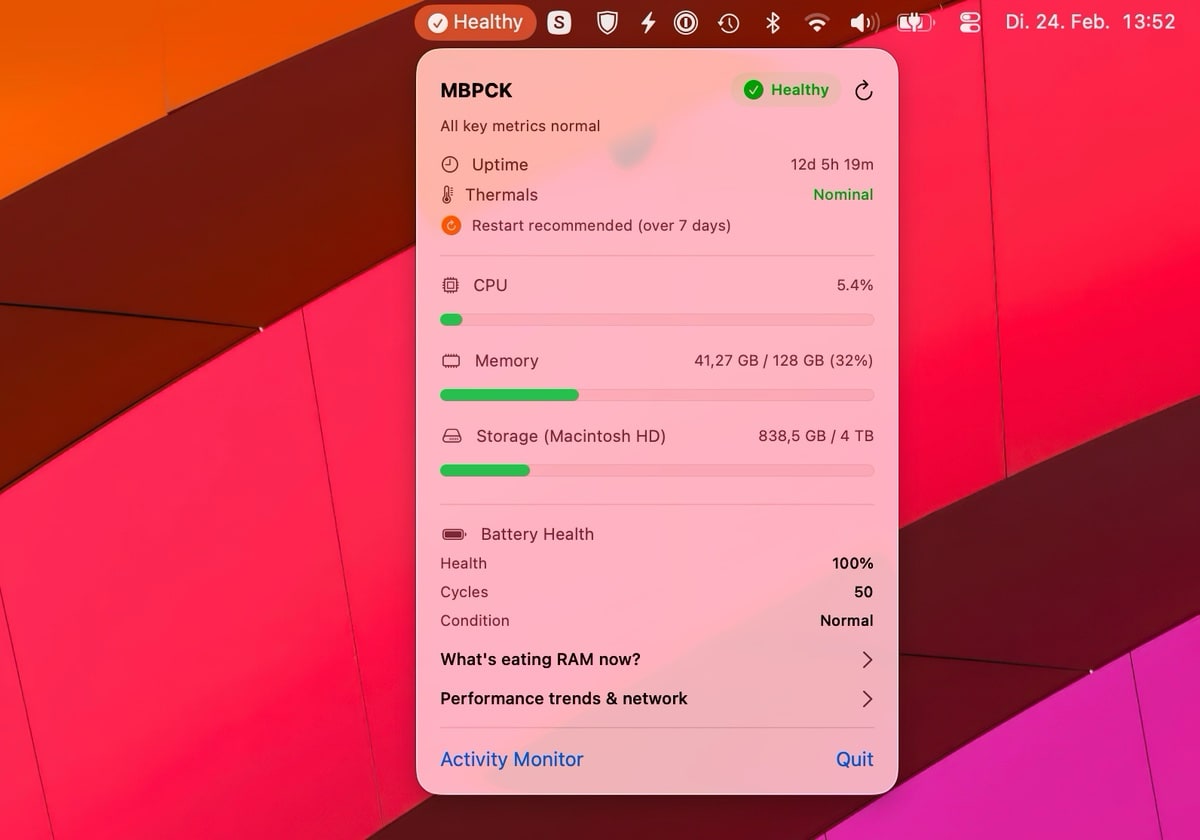 Lazy Stats: Kostenloses Tool für Systeminfos in der macOS-Menüleiste