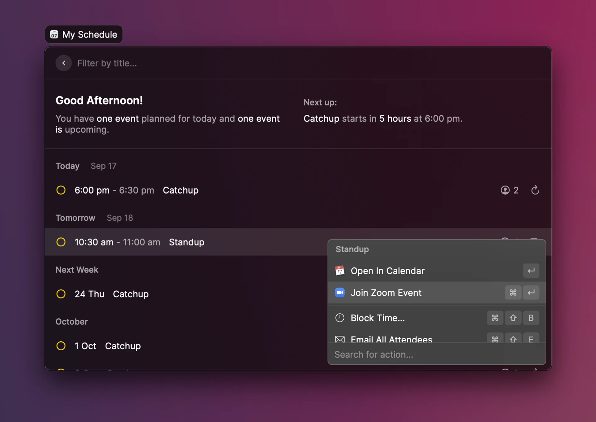 Raycast: So nutzt man die Kalender-Extension