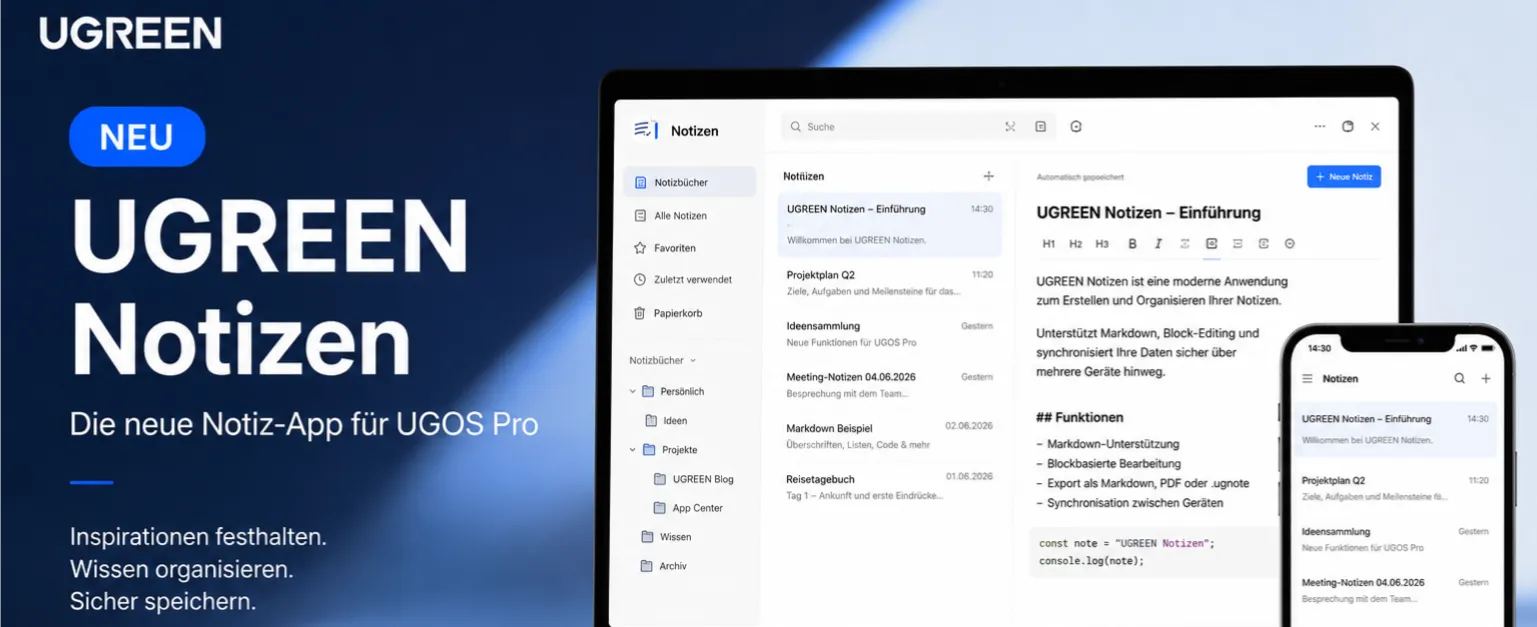 UGREEN NAS: Ab sofort mit Notiz-App
